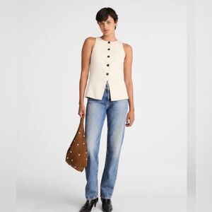 Madewell Sz 30 P The Petite Longline Straight Jean Light Wash Button Fly EUC